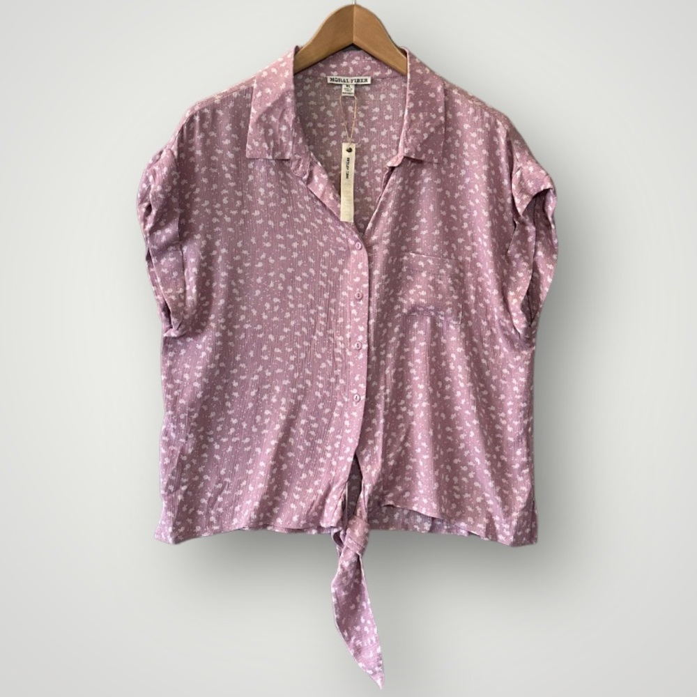 Moral Fiber Pink Floral Tie-Front Blouse